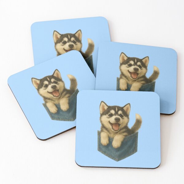 Item preview, Pocket-Sized Husky Puppy | Painterly Dog in Denim Pocket designed and sold by TroyTheTerrific.
