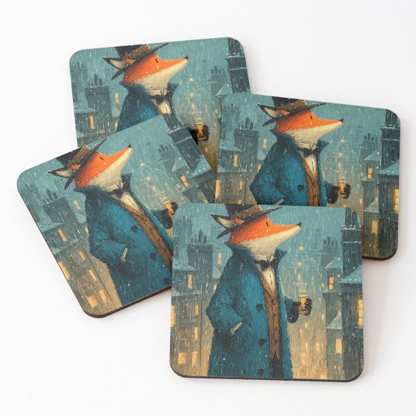 Item preview, Gentleman Fox on a Snowy Victorian Night designed and sold by ChinzorigBAY.