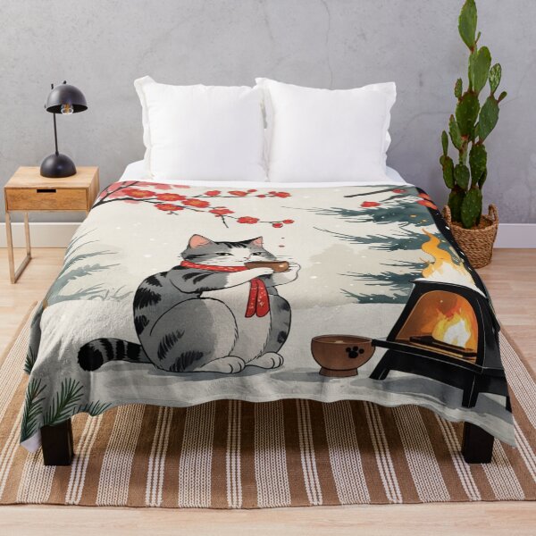 Item preview, Winter Cat with Hot Amazake – Japanese Style Illustration designed and sold by LEO'S CREATURE　れおずくりーちゃー.