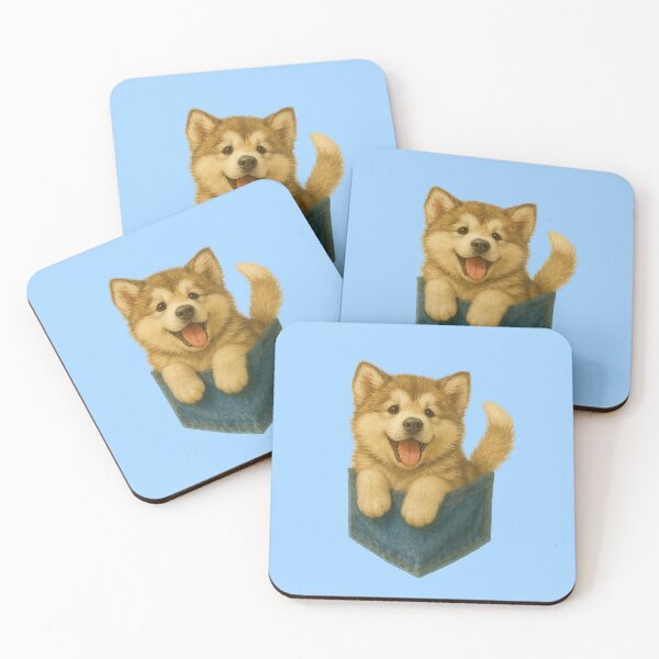 Item preview, Pocket-Sized Alaskan Malamute Puppy | Painterly Dog in Denim Pocket designed and sold by TroyTheTerrific.