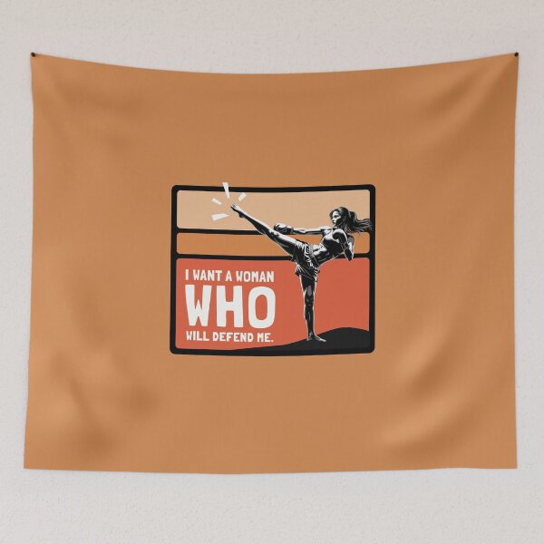 Item preview, I Want A Woman Who Will Defend Me Funny Kickboxer designed and sold by KiwiRider.