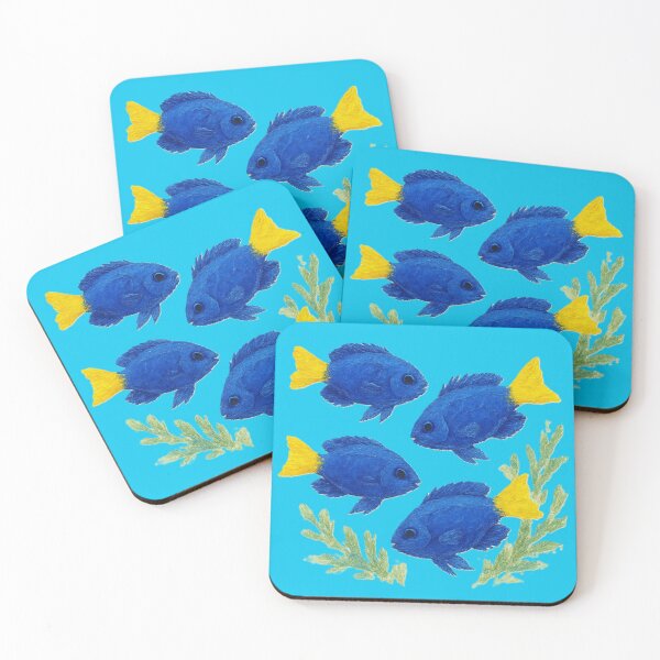 Item preview, Yellowtail Damselfish Quartet – Tropical Reef Companions designed and sold by TheJoyfulPen.