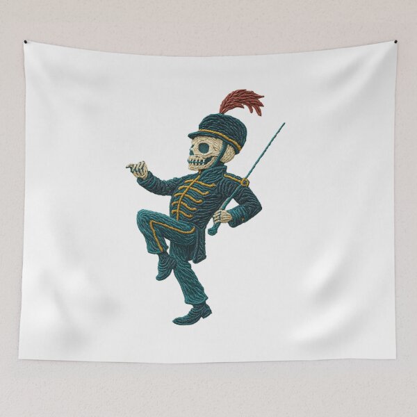 Item preview, Embroidered Gothic Parade Skeleton – Marching Soldier Sticker designed and sold by Gurjeetpixelart.