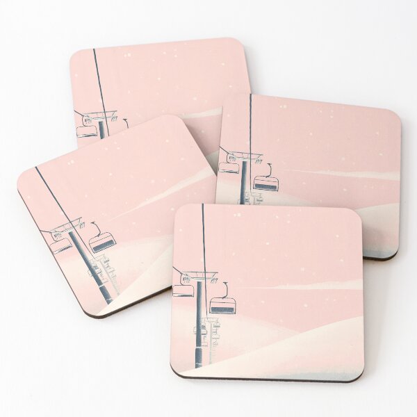 Item preview, Pastel Ski Lift Winter Scene | Minimal Snowy Mountain Art designed and sold by SimplyJasper.