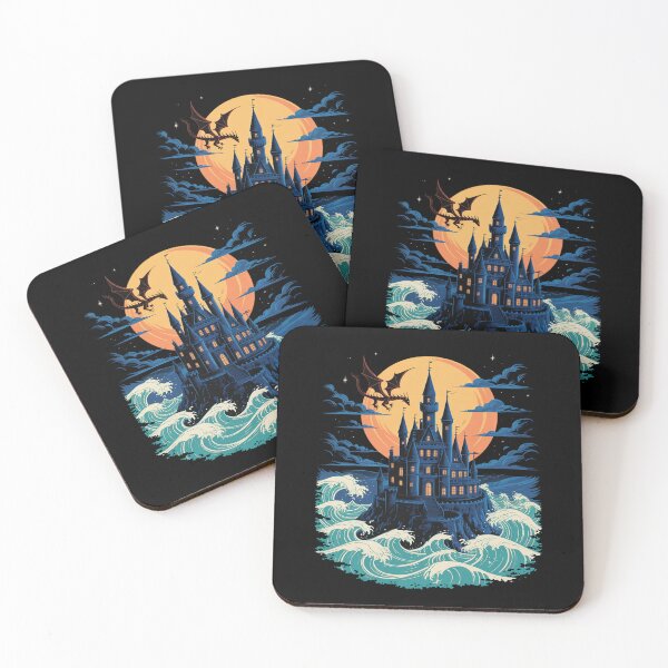 Item preview, Moonlit Castle Waves Dragon Fantasy Scene designed and sold by FndPardaL.