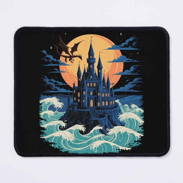 Item preview, Moonlit Castle Waves Dragon Fantasy Scene designed and sold by FndPardaL.