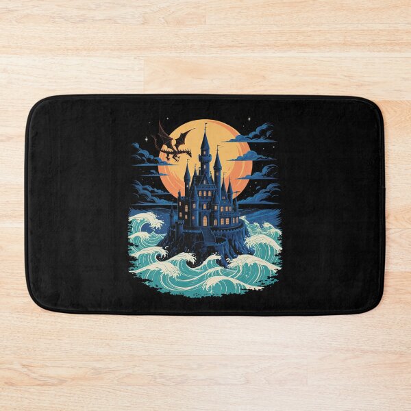 Item preview, Moonlit Castle Waves Dragon Fantasy Scene designed and sold by FndPardaL.