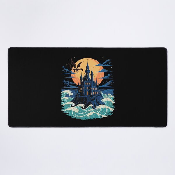 Item preview, Moonlit Castle Waves Dragon Fantasy Scene designed and sold by FndPardaL.