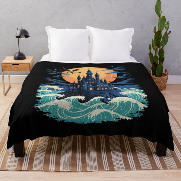 Item preview, Moonlit Castle Waves Dragon Fantasy Scene designed and sold by FndPardaL.