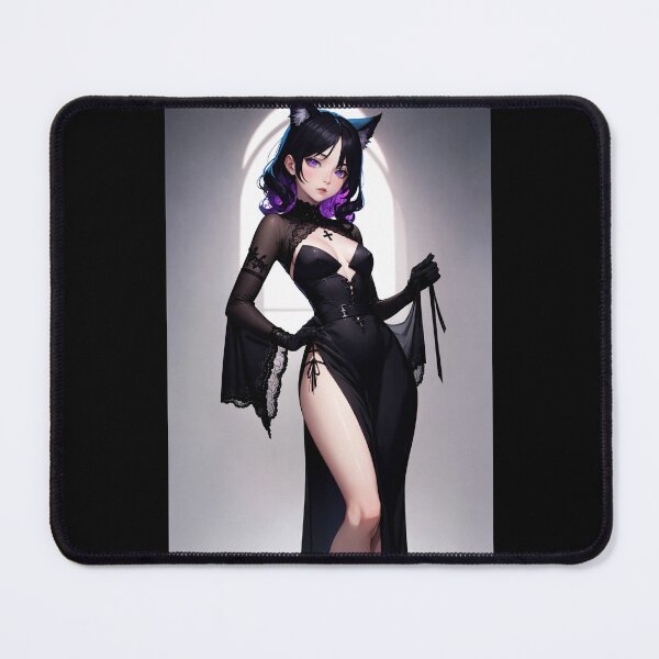 Item preview, Elegant Gothic Cat Girl Waifu | Black Victorian Dress Nekomimi | Purple Hair Anime Fashion designed and sold by iloveanimechibi.