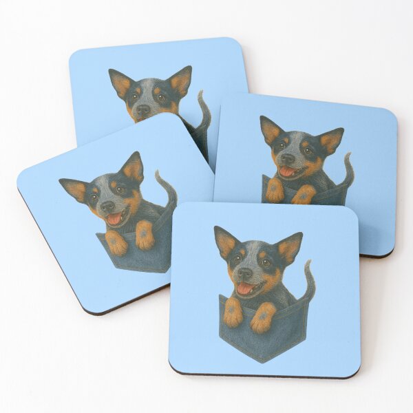 Item preview, Pocket-Sized Blue Heeler Puppy | Painterly Dog in Denim Pocket designed and sold by TroyTheTerrific.