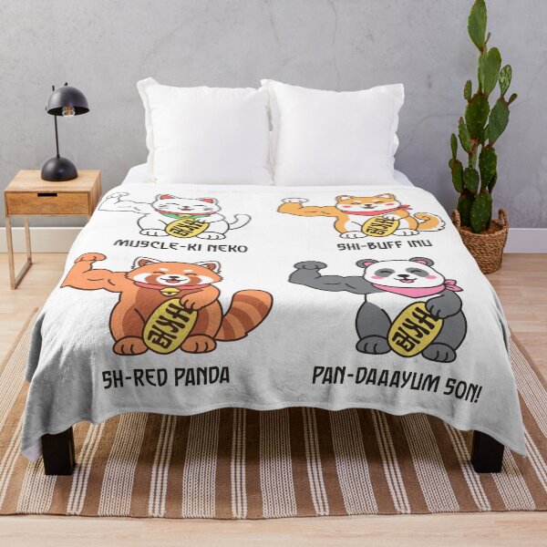 Item preview, Kawaii Lucky Animals Flexing Muscles Funny Gym Pun - Cat, Shiba Inu Dog, Red Panda, Giant Panda designed and sold by Brogress Project.
