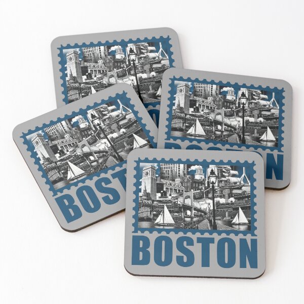 Item preview, Boston Massachusetts Collage City Stamp Travel Art designed and sold by KiwiRider.