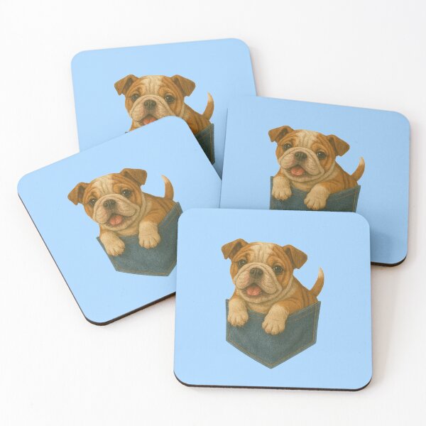 Item preview, Pocket-Sized Bulldog Puppy | Painterly Dog in Denim Pocket designed and sold by TroyTheTerrific.