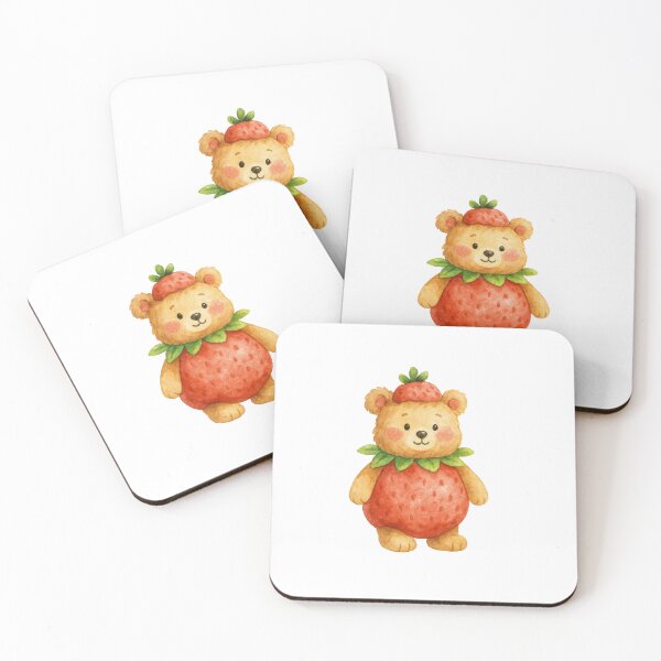 Item preview, strawberry bear watercolor designed and sold by charlotte sundays.