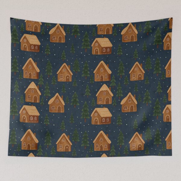 Item preview, Gingerbread Houses in a Snowy Forest Pattern designed and sold by Lacritsa .