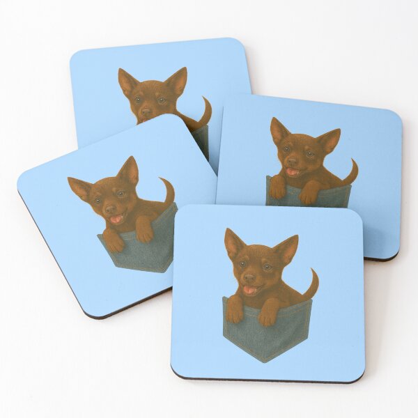 Item preview, Pocket-Sized Kelpie Puppy | Painterly Dog in Denim Pocket designed and sold by TroyTheTerrific.