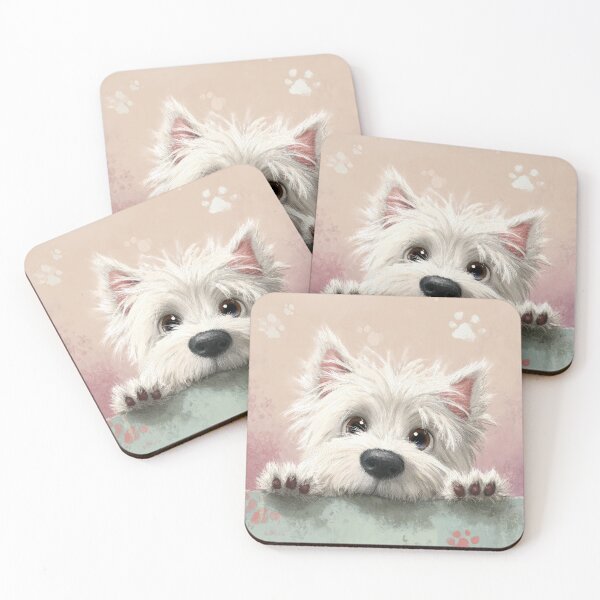 Item preview, West Highland White Terrier Peeking over Wall 01 designed and sold by Elisabeth Lucas.