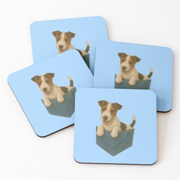 Item preview, Pocket-Sized Fox Terrier Puppy | Painterly Dog in Denim Pocket designed and sold by TroyTheTerrific.