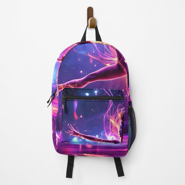 Item preview, Neon Fire Rhythmic Gymnast with Ribbon Fantasy Gymnastics Art designed and sold by DreamyWallVibes.