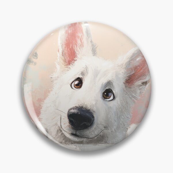 Item preview, White Swiss Shepherd Peeking over Wall 01 designed and sold by Elisabeth Lucas.