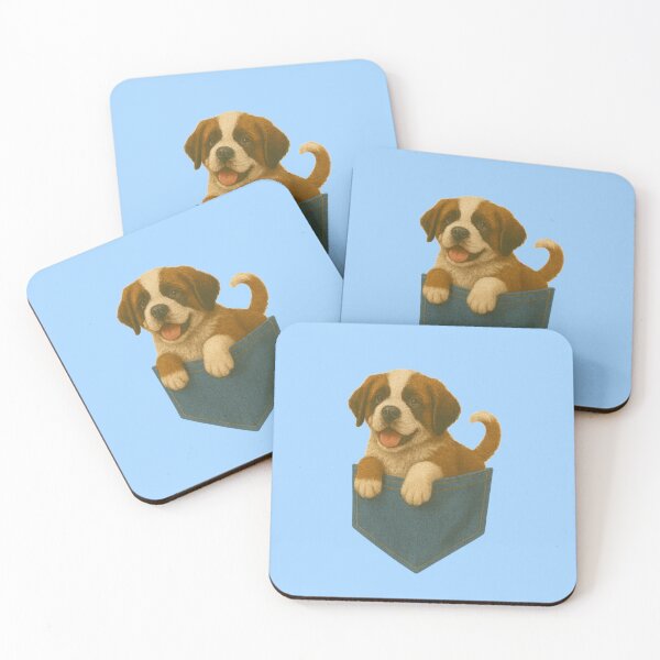 Item preview, Pocket-Sized Saint Bernard Puppy | Painterly Dog in Denim Pocket designed and sold by TroyTheTerrific.
