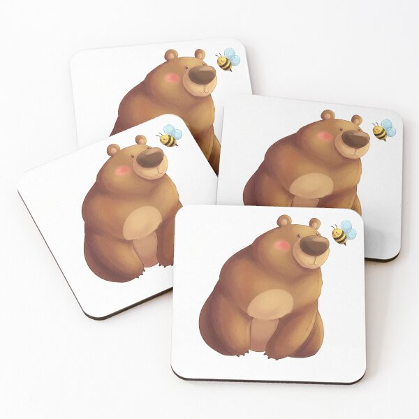Item preview, Cute Cartoon Bear and Bee Illustration | Friendly Animal Duo Kawaii Art | Honey Loving Grizzly designed and sold by mumeaw.