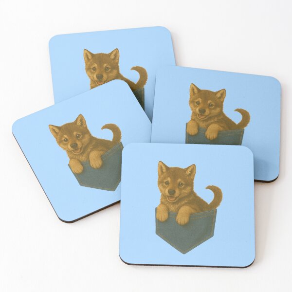 Item preview, Pocket-Sized Wolf Puppy | Painterly Dog in Denim Pocket designed and sold by TroyTheTerrific.