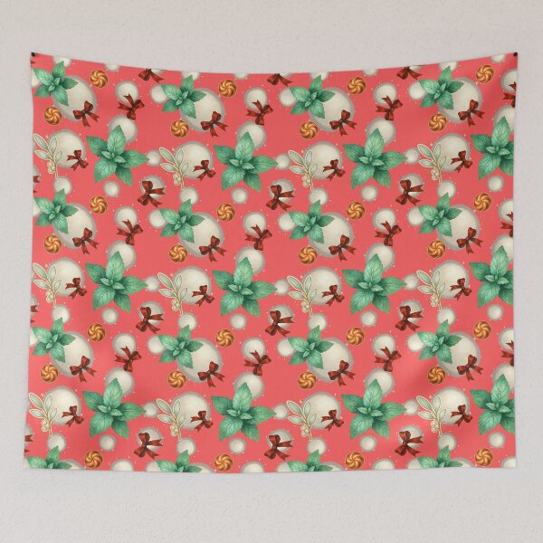 Item preview, Festive Peppermint & Bow Pattern – Whimsical Christmas Design designed and sold by AlcheArtsStudio.