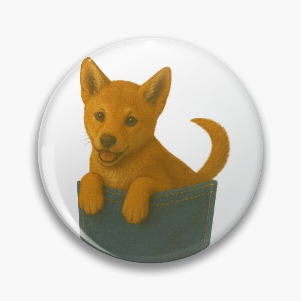 Item preview, Pocket-Sized Dingo Puppy | Painterly Dog in Denim Pocket designed and sold by TroyTheTerrific.