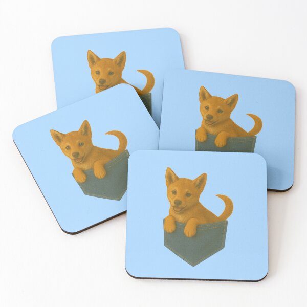 Item preview, Pocket-Sized Dingo Puppy | Painterly Dog in Denim Pocket designed and sold by TroyTheTerrific.