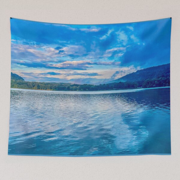 Item preview, Blue Dawn Over Mirror Lake – Tranquil Nature Photography Print designed and sold by aadventures.
