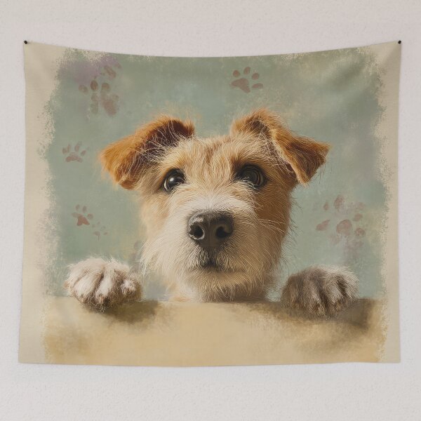 Item preview, Wire-haired Portuguese Podengo Peeking over Wall 01 designed and sold by Elisabeth Lucas.