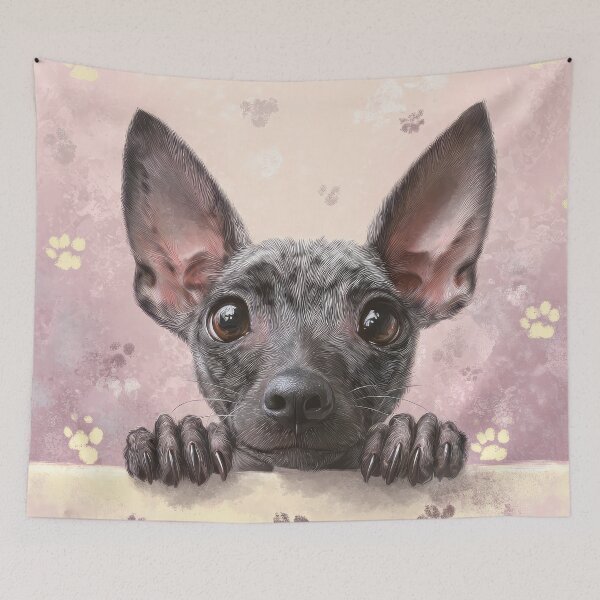 Item preview, Xoloitzcuintle Peeking over Wall 01 designed and sold by Elisabeth Lucas.