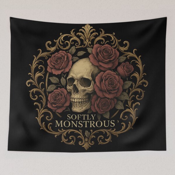 Item preview, Softly Monstrous – Gothic Skull & Roses Dark Aesthetic Design designed and sold by Mouraludia.