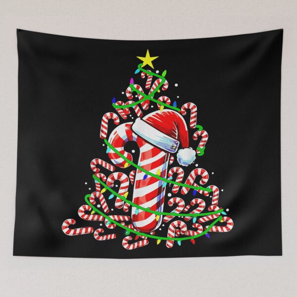 Item preview, Creative Christmas Tree Made of Candy Canes and Santa Hat designed and sold by Chaya Reid.