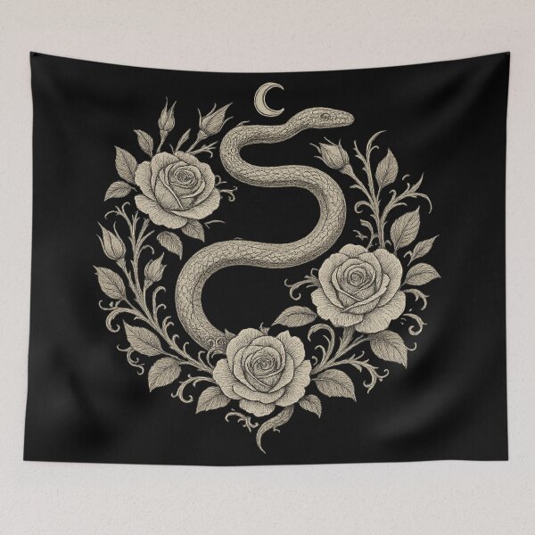 Item preview, Snake & Roses – Gothic Serpent Dark Floral Aesthetic Design designed and sold by Mouraludia.