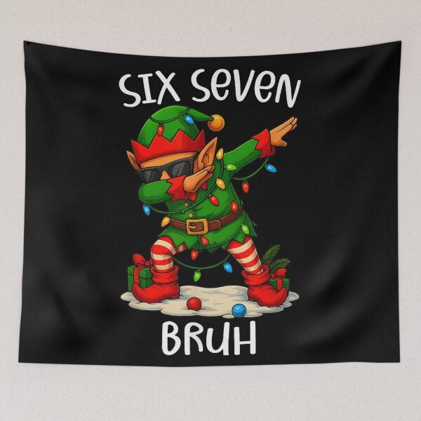 Item preview, Six Seven Bruh Dabbing Elf Wearing Christmas Lights Sunglasses designed and sold by Phil Ben.