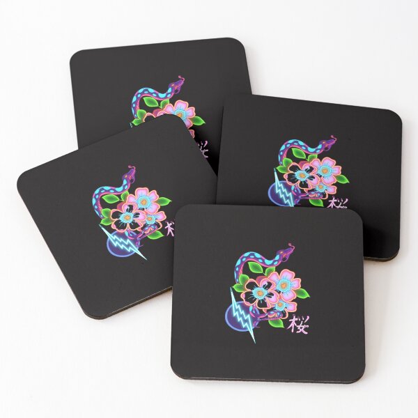 Item preview, Neon Snake and Sakura Flower Art designed and sold by Color for Balance .