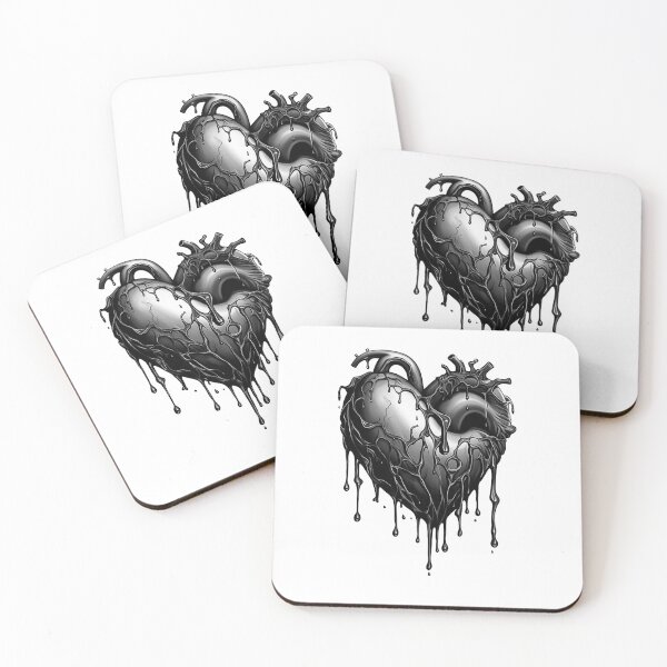 Item preview, Melting Heart – Black and White Gothic Anatomical Art designed and sold by inkoutninja.