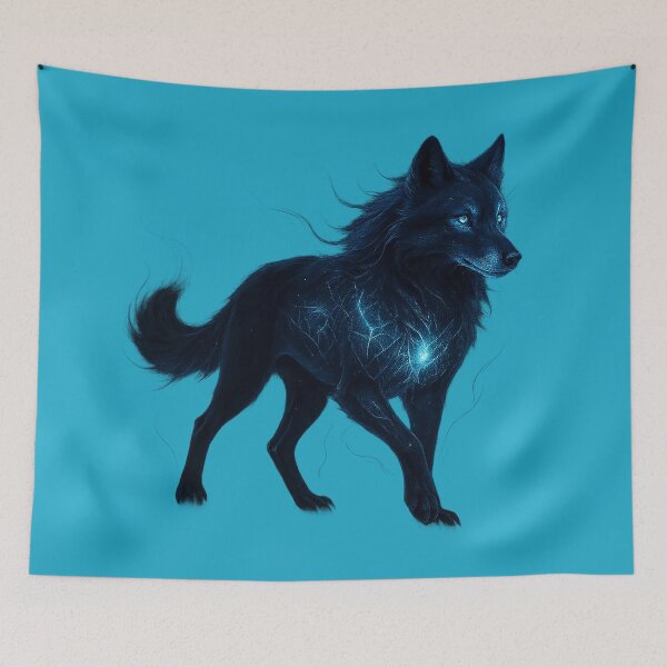 Item preview, ✦ Luminark Wolf — Nightform ✦ - Teal Glow (#1EA8C9) designed and sold by WheelieGdArt.