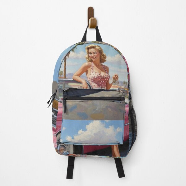 Item preview, Route 66 Pink Cadillac Convertible Pinup - 1950s Road Trip Glamour designed and sold by Art's Diner.