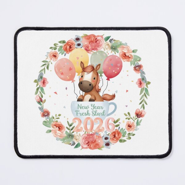 Item preview, Charming cartoon horse illustration in a floral frame evoking whimsical and endearing feelings designed and sold by PWDigitalArt.