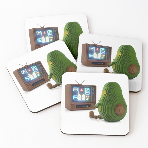 Item preview, Cute Gamer Avocado Playing Retro Console - 3D Voxel Art Sticker designed and sold by PikyShop.
