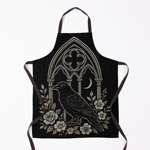 Item preview, Gothic Raven Art – Crow With Cathedral Window Illustration – Dark Floral Aesthetic Design designed and sold by Mouraludia.