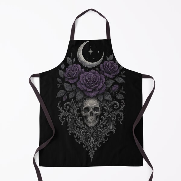 Item preview, Gothic Skull and Roses Art – Moonlit Floral Skull Illustration – Dark Aesthetic Design designed and sold by Mouraludia.