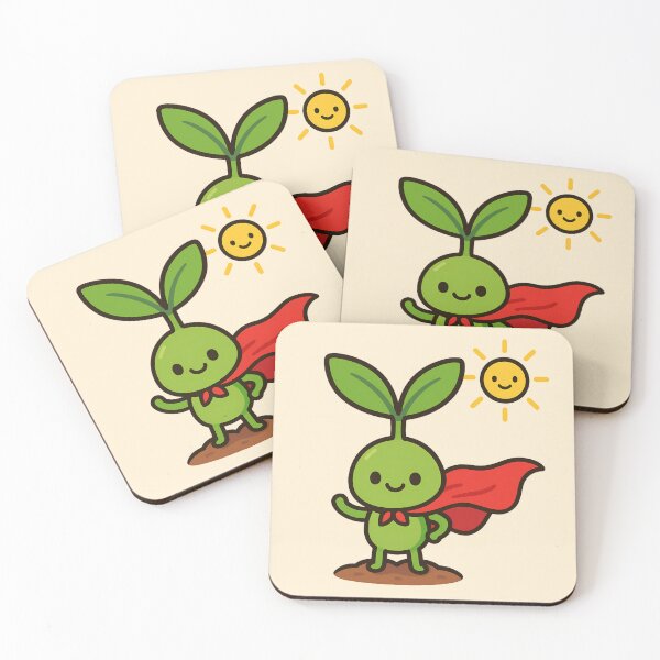 Item preview, Super Sprout! Kawaii Plant Superhero in Red Cape designed and sold by KiddoCavePrints.