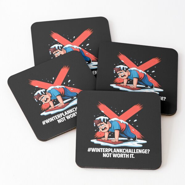 Item preview, Winter Plank Challenge Fail Design with Cartoon Ice Struggle and Red X Humor designed and sold by SplashTastic.