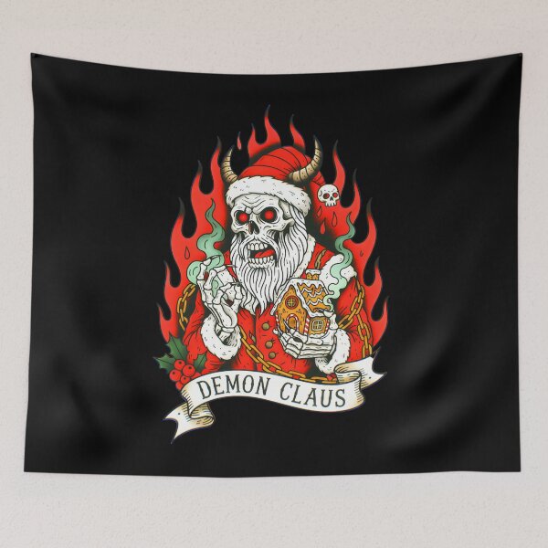 Item preview, Demon Claus - Horror Christmas Santa Skeleton designed and sold by CoffinsArt.