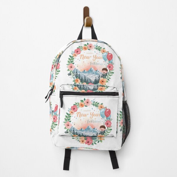 Item preview, Floral frame encircles a scenic mountain path at sunrise designed and sold by PWDigitalArt.